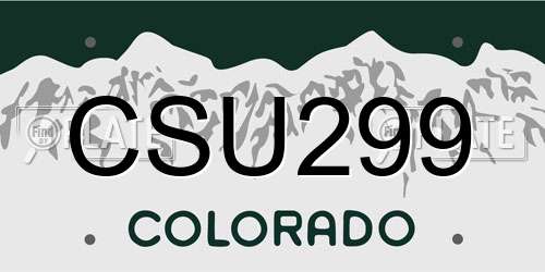 CSU299 Colorado License Plate
