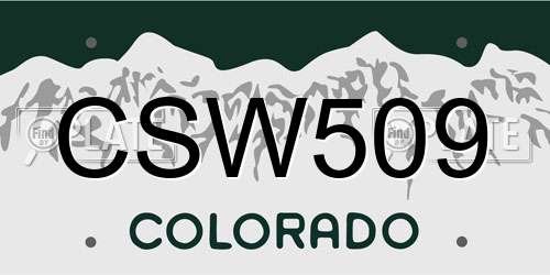 CSW509 Colorado License Plate