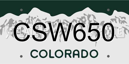 CSW650 Colorado License Plate