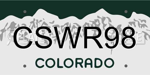 CSWR98 Colorado License Plate