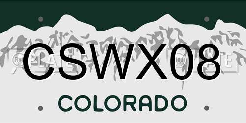 CSWX08 Colorado License Plate