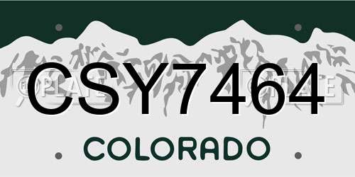 CSY7464 Colorado License Plate