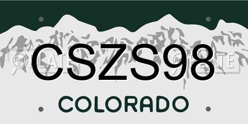 CSZS98 Colorado License Plate
