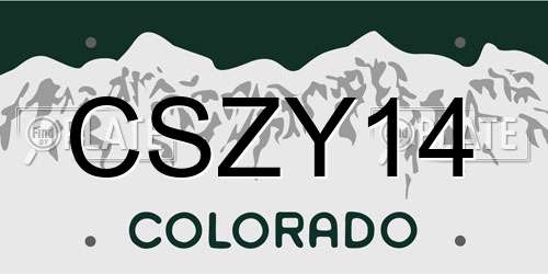 CSZY14 Colorado License Plate