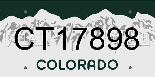 CT17898 Colorado License Plate