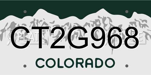 CT2G968 Colorado License Plate