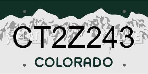 CT2Z243 Colorado License Plate
