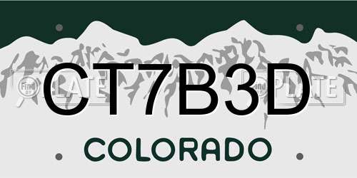 CT7B3D Colorado License Plate