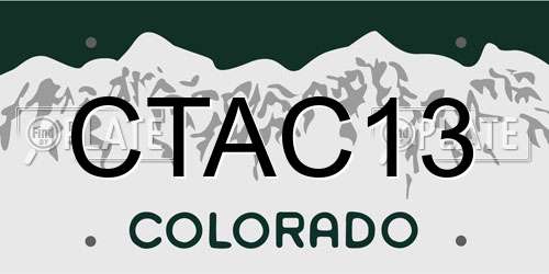 CTAC13 Colorado License Plate