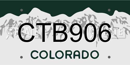 CTB906 Colorado License Plate