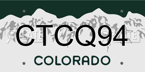 CTCQ94 Colorado License Plate