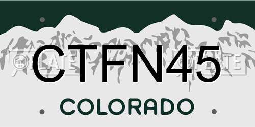 CTFN45 Colorado License Plate