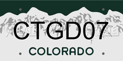 CTGD07 Colorado License Plate
