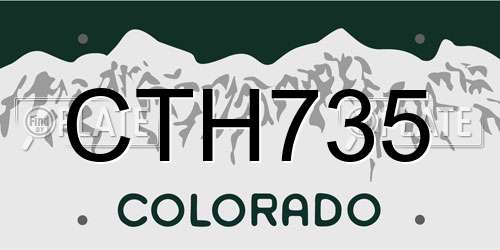 CTH735 Colorado License Plate