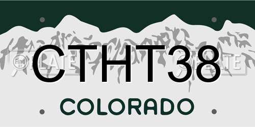 CTHT38 Colorado License Plate
