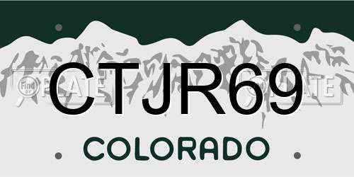 CTJR69 Colorado License Plate