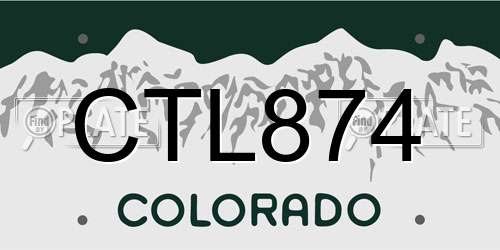 CTL874 Colorado License Plate