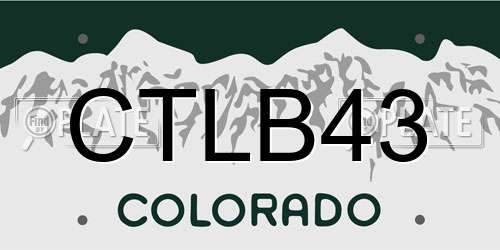 CTLB43 Colorado License Plate