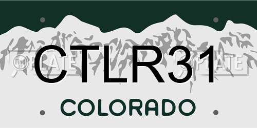 CTLR31 Colorado License Plate