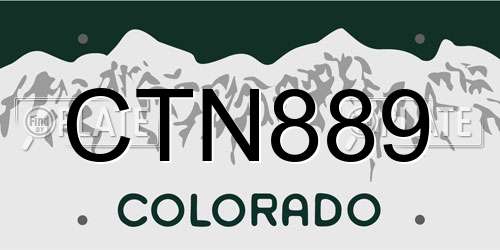 CTN889 Colorado License Plate