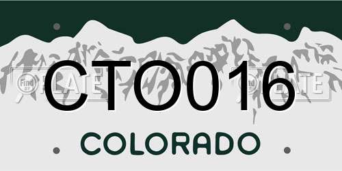 CTO016 Colorado License Plate