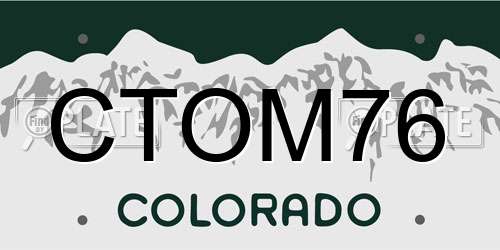 CTOM76 Colorado License Plate