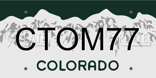 CTOM77 Colorado License Plate