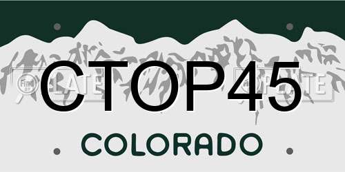 CTOP45 Colorado License Plate