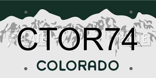 CTOR74 Colorado License Plate