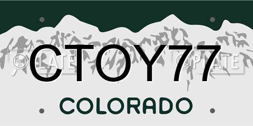 CTOY77 Colorado License Plate