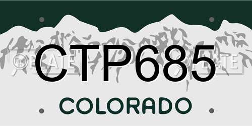 CTP685 Colorado License Plate