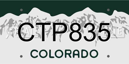 CTP835 Colorado License Plate