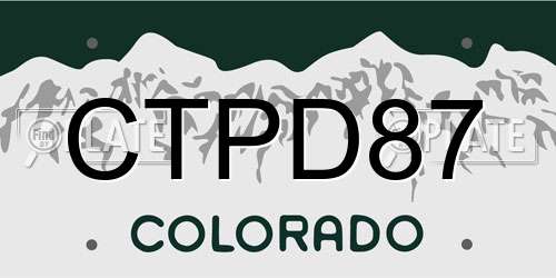 CTPD87 Colorado License Plate