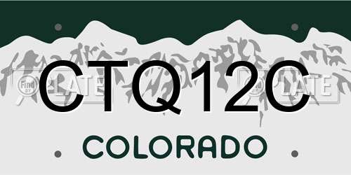 CTQ12C Colorado License Plate