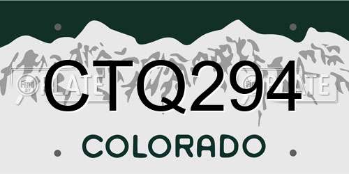 CTQ294 Colorado License Plate