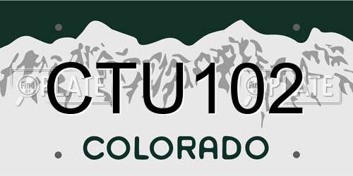 CTU102 Colorado License Plate