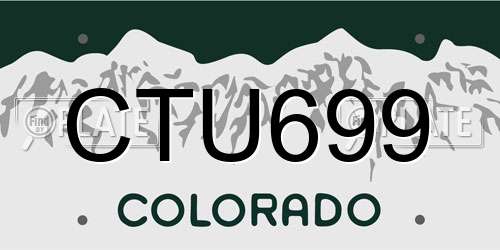 CTU699 Colorado License Plate