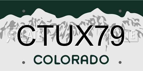 CTUX79 Colorado License Plate