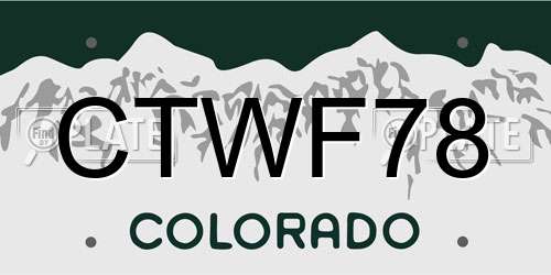 CTWF78 Colorado License Plate