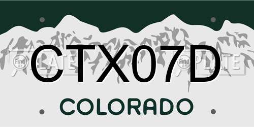 CTX07D Colorado License Plate