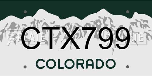 CTX799 Colorado License Plate
