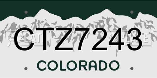 CTZ7243 Colorado License Plate