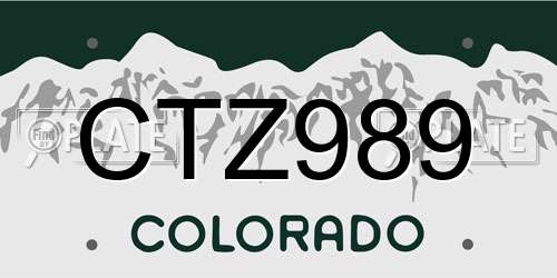 CTZ989 Colorado License Plate