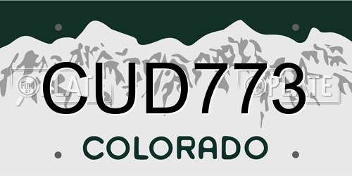 CUD773 Colorado License Plate
