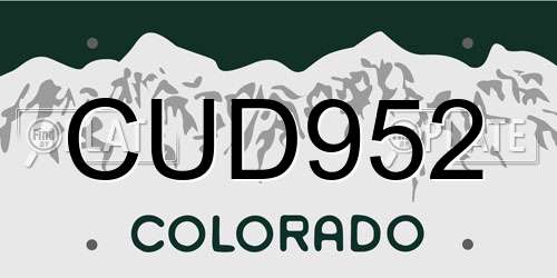 CUD952 Colorado License Plate