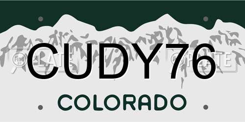 CUDY76 Colorado License Plate