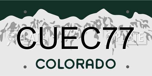 CUEC77 Colorado License Plate