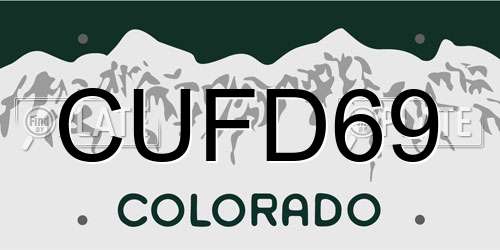 CUFD69 Colorado License Plate
