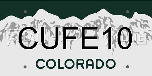 CUFE10 Colorado License Plate