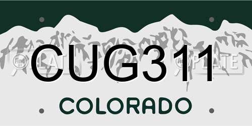 CUG311 Colorado License Plate